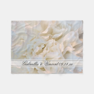 Floral Wedding White White Carnan Fleece Deken
