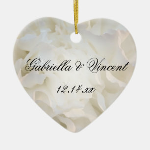 Floral Wedding White White Carnan Keramisch Ornament