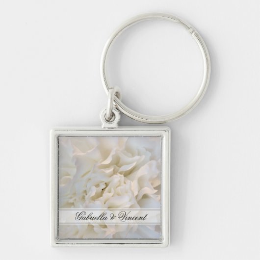 Floral Wedding White White Carnan Sleutelhanger (Voorkant)