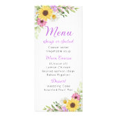 Floral Wedding Wildflower Sunflower Daisy Menu (Devant)