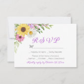 Floral Wedding Wildflower Sunflower Daisy RSVP (Devant)