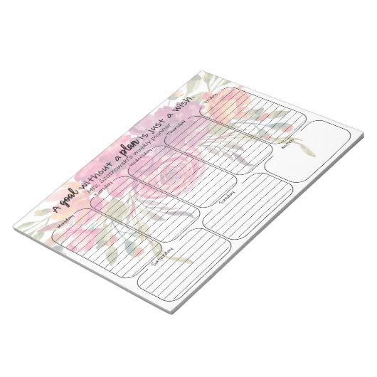 floral weekly planner note note persoonlijke quote notitieblok (Schuin)