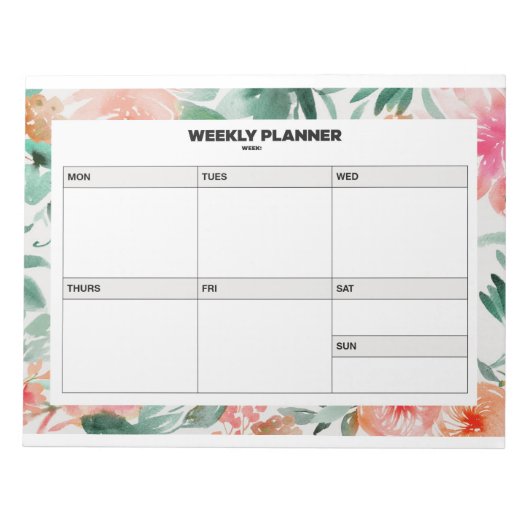 Floral Weekly Planner Notitieblok (Voorkant)