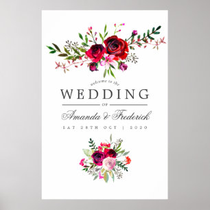 Floral Welkom bij de Waterverf van het hele huweli Poster