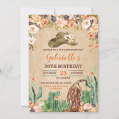 Floral Western Cowgirl Invitation d'anniversaire (Devant)
