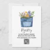 Floral Western Denim Pocket Baby In Bloom Shower Kaart (Achterkant)