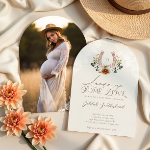 Floral Western Hoefijzer Photo Arch Baby shower Kaart
