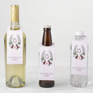 Floral Western Hoefijzer Quinceanera Flessenhanger