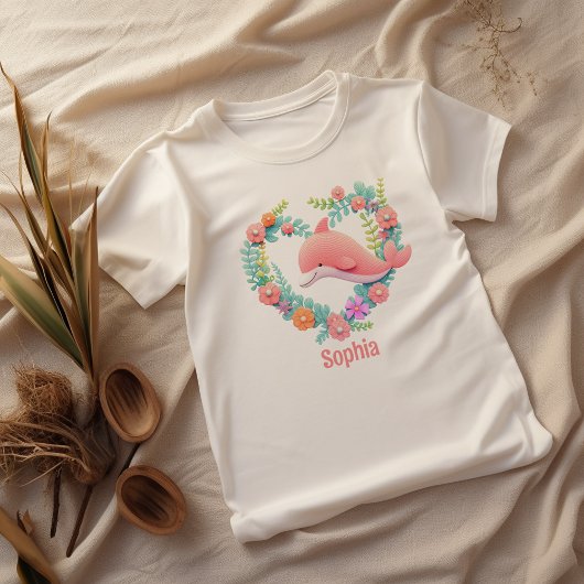 Floral Whale Heart Liefde Naam T-shirt