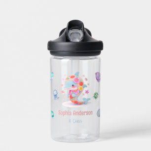 Floral Whale Zee Thema Terug naar schoolnaam Waterfles