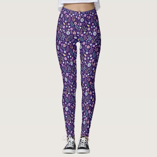 Floral Whimsical Boho Pattern Leggings (Voorkant)