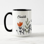 Floral Whimsical moderne Nom personnalisé Mug (Gauche)