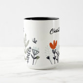 Floral Whimsical moderne Nom personnalisé Mug (Centre)