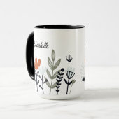 Floral Whimsical moderne Nom personnalisé Mug (Devant gauche)