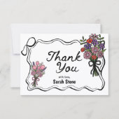 Floral Whimsical Thank You Flat Card (Voorkant)
