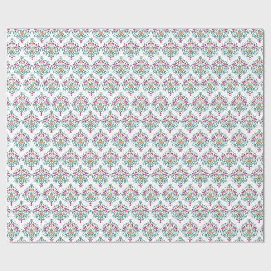 Floral Whimsy Modern Damask Delight. Cadeaupapier (Vlak)