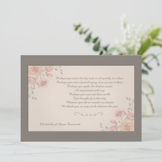 Floral Whispers Bereavement Hartelijk dank Bedankkaart (Staand voorkant)