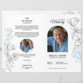 Floral White Begrafenisprogramma Sjabloon (Voorkant / Achterkant)