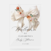 Floral White Bow Baby in Bloom Baby shower Bienven (Recto)