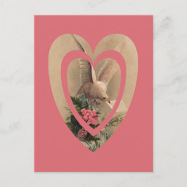 Floral White Dove met opmerking in het hart Briefkaart