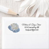 Floral White en Blue Address Label (Insitu)