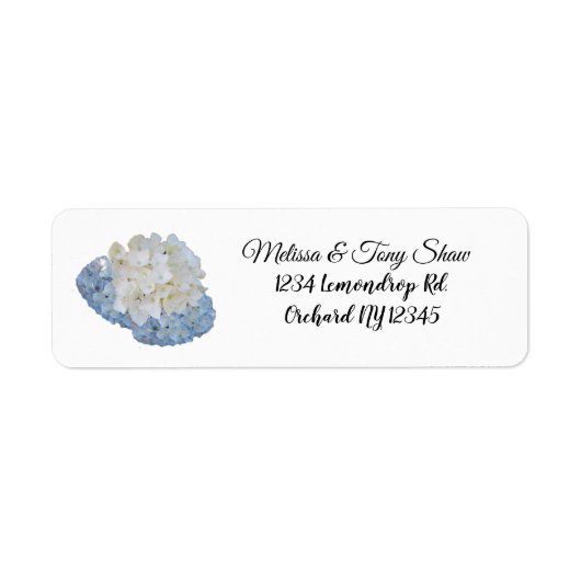 Floral White en Blue Address Label (Voorkant)