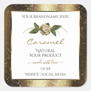 Floral White en Gold Brown Glitter Product Labels