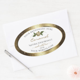 Floral White en Gold Brown Glitter Product Labels