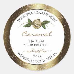 Floral White en Gold Brown Glitter Product Labels