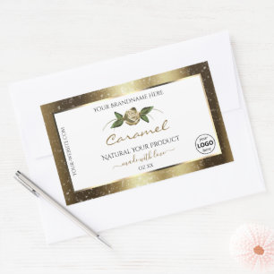 Floral White en Gold Brown Product Labels Logo