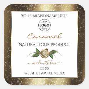 Floral White en Gold Brown Product Labels Logo