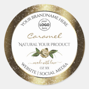 Floral White en Gold Brown Product Labels Logo