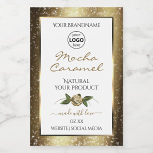 Floral White en Gold Brown Product Labels Logo Voedselcontainer Etiket