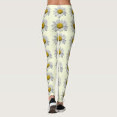 Floral White en Yellow Daisy Flower Leggings (Achterkant)