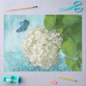 Floral White Hydrangea Blue Butterfly  Art Tissuepapier (Craft)