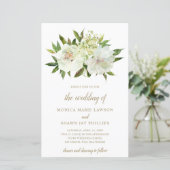 Floral White Ivory Gold Budget Weddenschap (Staand voorkant)