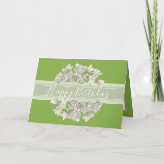  Floral White Orchid Flower Bouquet Birthday Kaart (Voorkant)
