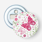 Floral White Pattern Button Flesopener (Voorkant)