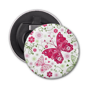 Floral White Pattern Button Flesopener