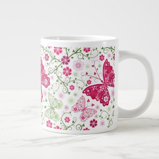 Floral White Pattern Extra Grote Beker (Rechts)