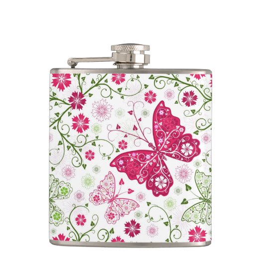Floral White Pattern Heupfles (Voorkant)