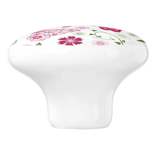 Floral White Pattern Keramische Knop (Zijkant)