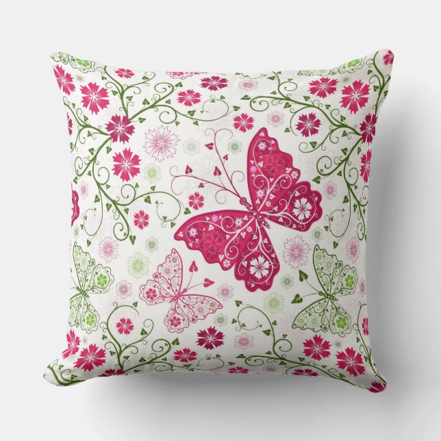 Floral White Pattern Kussen (Voorkant)