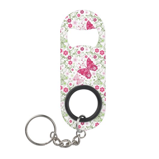 Floral White Pattern Mini Flessenopener (Voorkant)