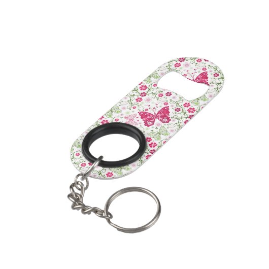 Floral White Pattern Mini Flessenopener (Achterkant Gekanteld)