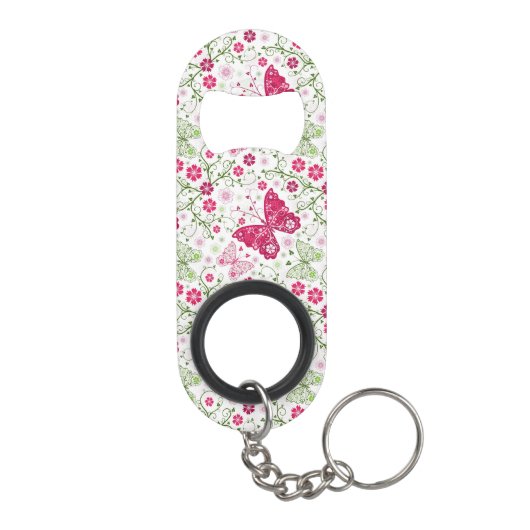 Floral White Pattern Mini Flessenopener (Achterkant)