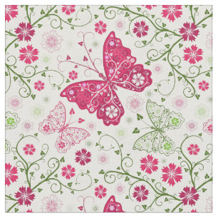 Floral White Pattern Stof