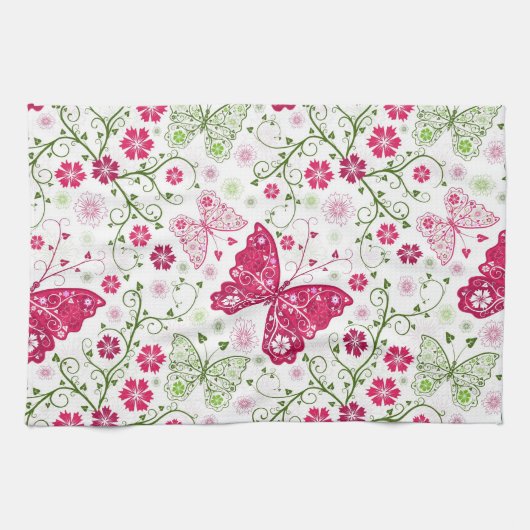 Floral White Pattern Theedoek (Horizontaal)