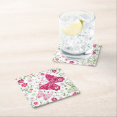 Floral White Pattern Vierkante Kartonnen Onderzetter (Insitu)