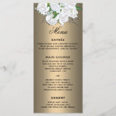 Floral White Rose Bouquet op Bronze Wedding Menu (Voorkant)
